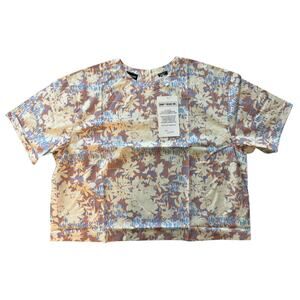 Wildfang Essential Boxy Top Woodblock Floral Print Size Large New With Tags